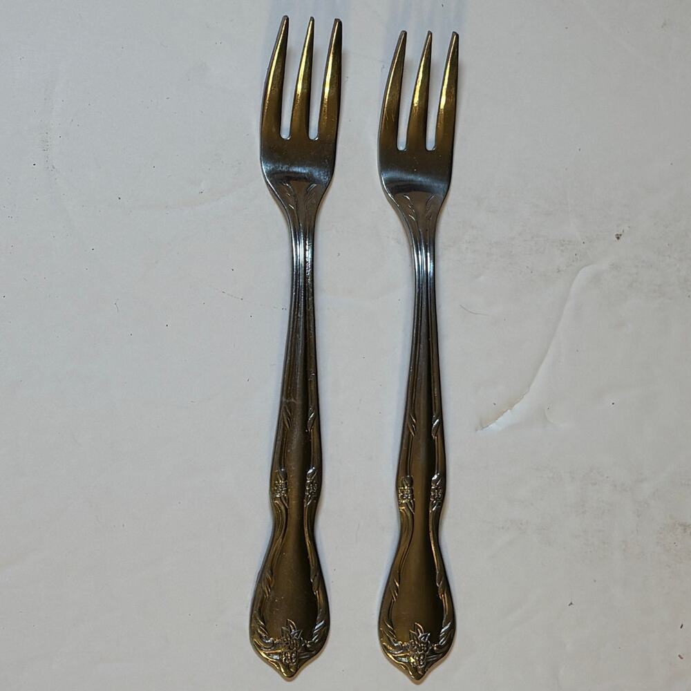 Insico Vintage Stainless Steel Set 2 Cocktail Forks Appetizer Small 5.5"